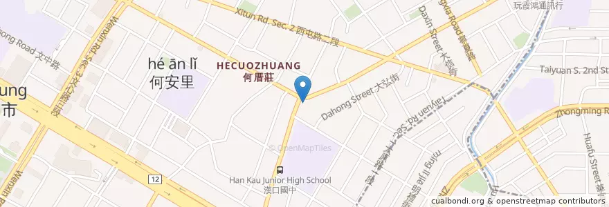 Mapa de ubicacion de 四海遊龍 en 台湾, 台中市, 西屯区.