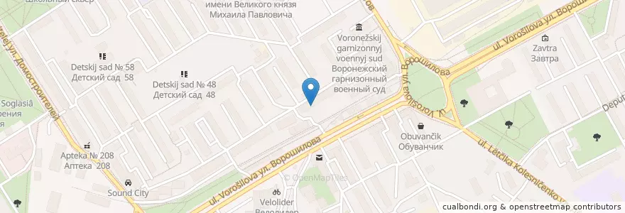Mapa de ubicacion de Криомед en Russie, District Fédéral Central, Oblast De Voronej, Городской Округ Воронеж.