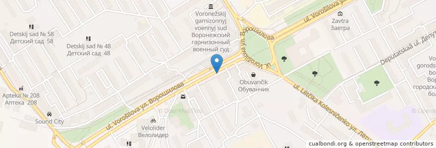 Mapa de ubicacion de Русский аппетит en Rusland, Centraal Federaal District, Oblast Voronezj, Городской Округ Воронеж.