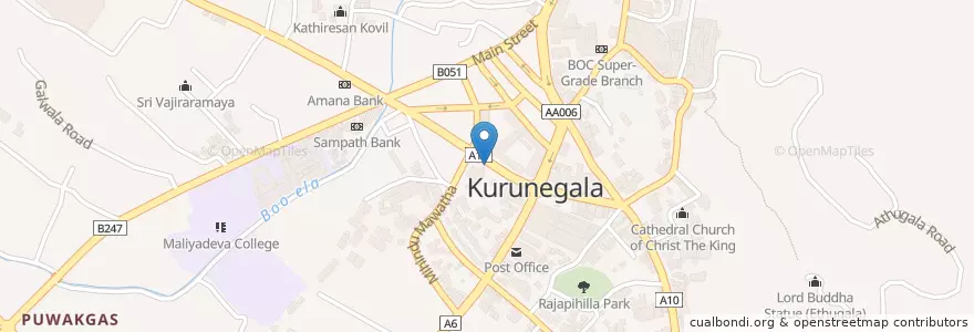 Mapa de ubicacion de Kurunegala M.C. Limit en スリランカ, 北西部州, クルネーガラ県, Kurunegala M.C. Limit.