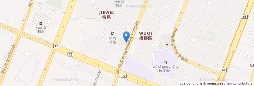 Mapa de ubicacion de 梧棲農會信用部 en Taiwan, Taichung, 梧棲區.