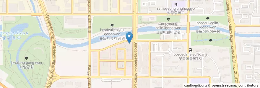 Mapa de ubicacion de 박대감숯불갈비 en 大韓民国, 京畿道, 盆唐区.