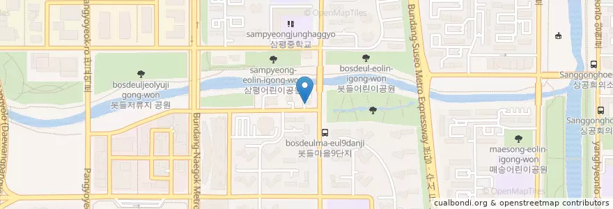 Mapa de ubicacion de SK판교운중주유소 en Corée Du Sud, Gyeonggi, 분당구.