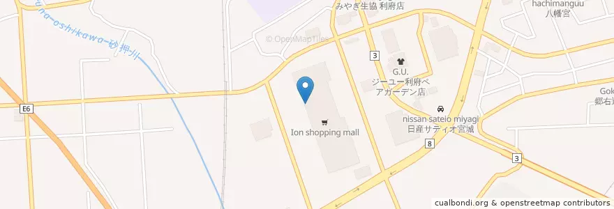 Mapa de ubicacion de 十割そば 利府庵 en 日本, 宮城県, 宮城郡, 利府町.
