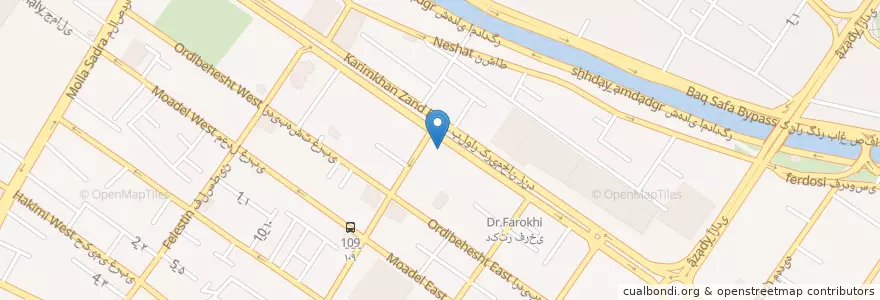 Mapa de ubicacion de بانک تجارت en イラン, ファールス, شهرستان شیراز, بخش مرکزی, شیراز.
