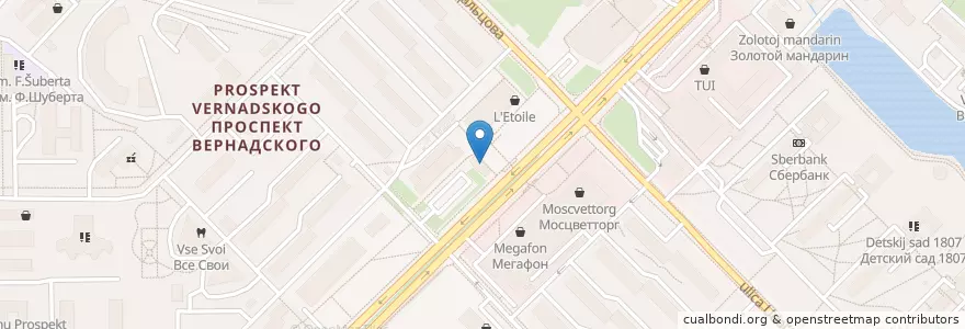 Mapa de ubicacion de 36,6 en Rússia, Distrito Federal Central, Москва, Западный Административный Округ, Район Проспект Вернадского.