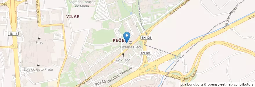 Mapa de ubicacion de Krock Bar en ポルトガル, ノルテ, Braga, Cávado, Braga.