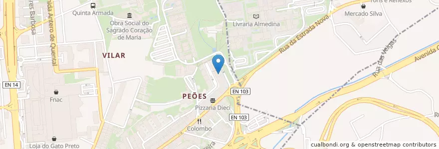 Mapa de ubicacion de Ponto.com en البرتغال, المنطقة الشمالية (البرتغال), براغا, كافادو, براغا.