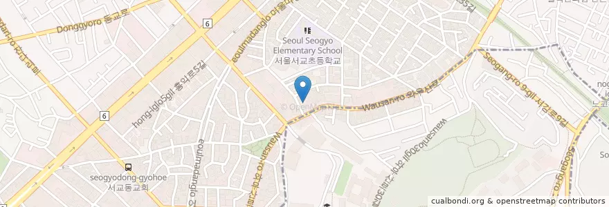 Mapa de ubicacion de 원피스 카페 en كوريا الجنوبية, سول, 마포구, 서교동.