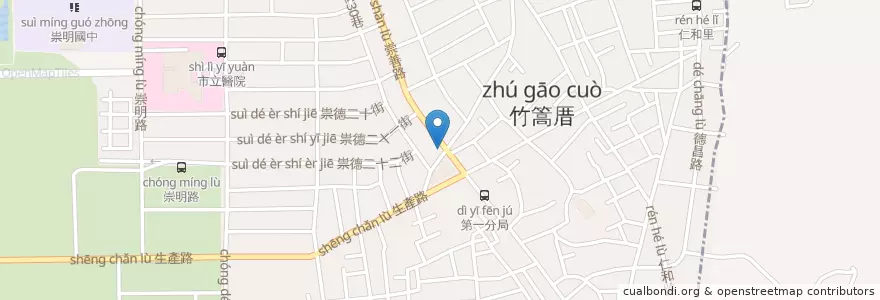 Mapa de ubicacion de 恆春原汁鴨肉飯 en تايوان, تاينان, 東區.