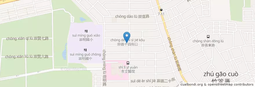 Mapa de ubicacion de 丹丹漢堡-崇德店 en 台湾, 台南市, 東区.