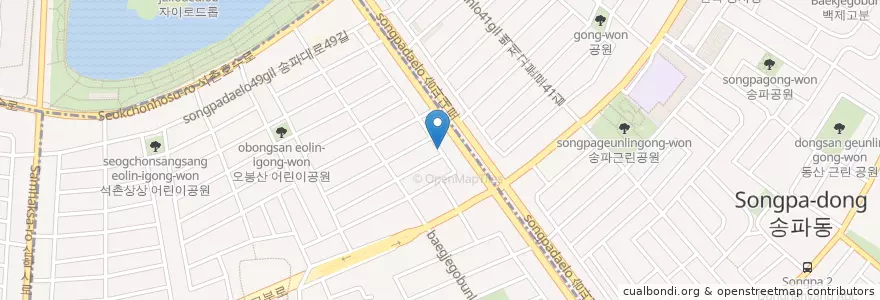 Mapa de ubicacion de 산왕반점 en Zuid-Korea, Seoel, 송파구.