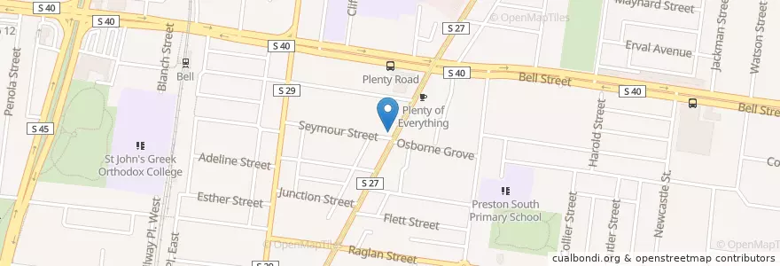 Mapa de ubicacion de CJ Cafe en Australia, Victoria, City Of Darebin.