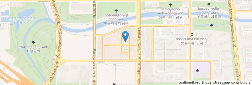 Mapa de ubicacion de カフェベネ en 大韓民国, 京畿道, 盆唐区.