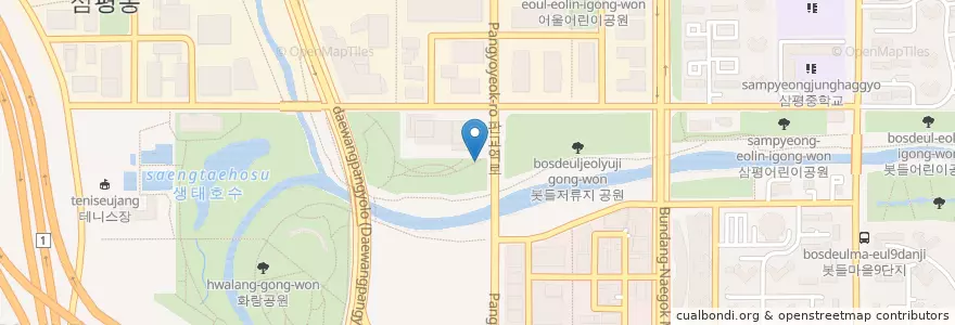 Mapa de ubicacion de 판교테크노 어린이집 en Coreia Do Sul, Gyeonggi, 분당구.