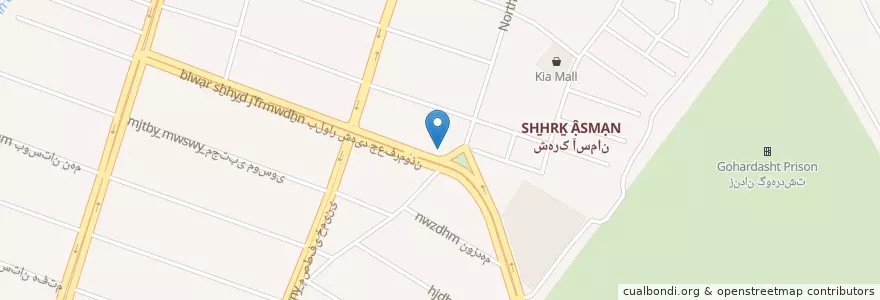 Mapa de ubicacion de بانک کوثر en Irão, استان البرز, شهرستان کرج, بخش مرکزی شهرستان کرج, کرج.