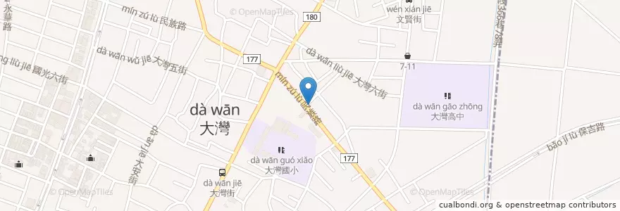 Mapa de ubicacion de 大灣郵局 en Taiwan, Tainan, Yongkang District.