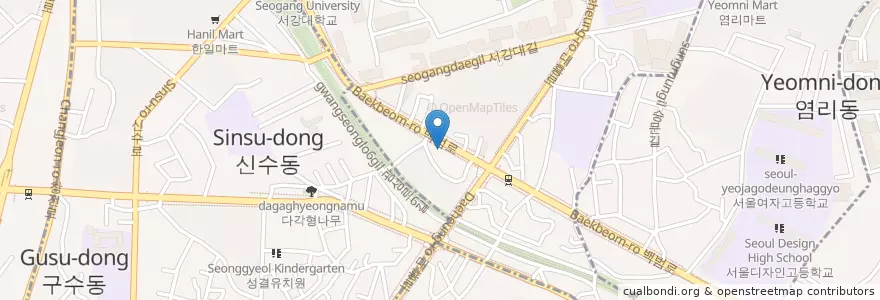Mapa de ubicacion de Pizza School en Corea Del Sud, Seul, 마포구.