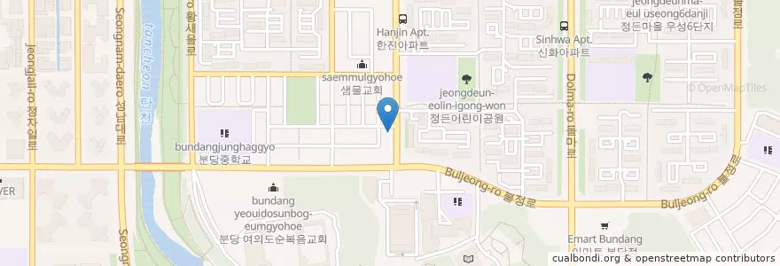 Mapa de ubicacion de 김명자낙지마당 en کره جنوبی, گیونگی-دو, 분당구.