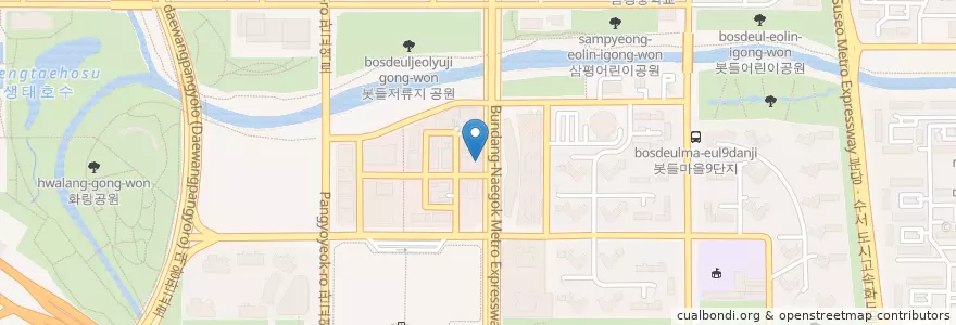Mapa de ubicacion de 태평양약국 en 韩国/南韓, 京畿道, 盆唐區.