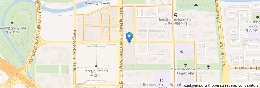 Mapa de ubicacion de 바르다김선생 en Corea Del Sur, Gyeonggi, 분당구.