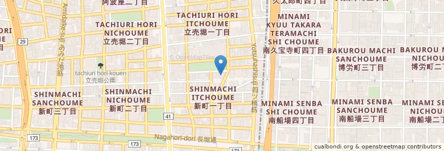 Mapa de ubicacion de 新町橋モータープール en Japan, Präfektur Osaka, 大阪市, 西区.