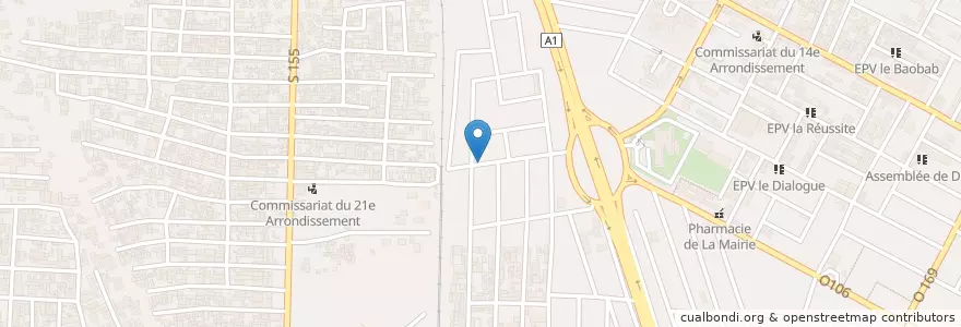 Mapa de ubicacion de Marché Siaka Kone en Ivory Coast, Abidjan, Abobo.