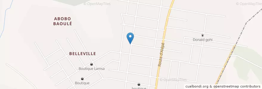 Mapa de ubicacion de Marché de Belleville en Ivoorkust, Abidjan, Abobo.