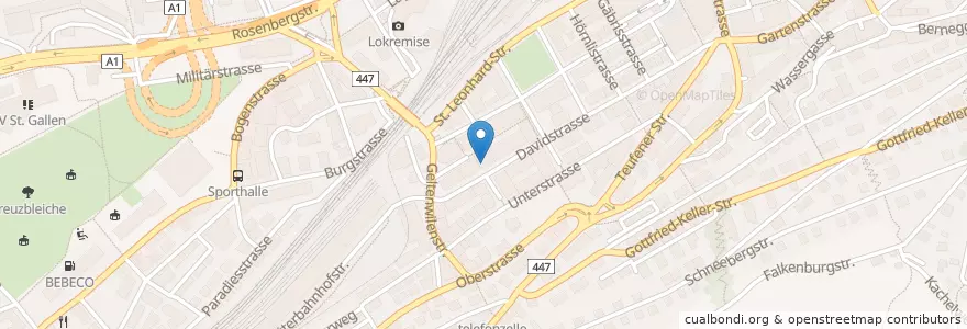 Mapa de ubicacion de Restaurant Lagerhaus en سوئیس, Sankt Gallen, Wahlkreis St. Gallen, St. Gallen.