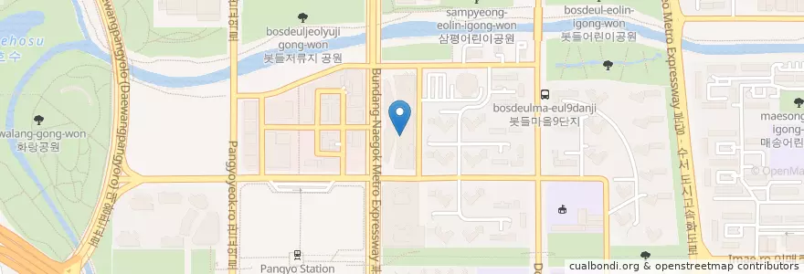 Mapa de ubicacion de Ola en Korea Selatan, Gyeonggi, 분당구.