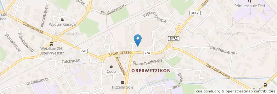 Mapa de ubicacion de Felix Snack Bar en Switzerland, Zurich, Bezirk Hinwil, Wetzikon (Zh).