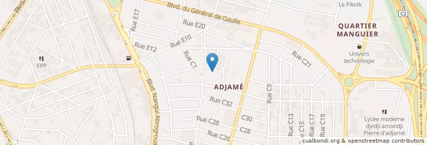 Mapa de ubicacion de Marché Yeclat Gare en Côte D’Ivoire, Abidjan, Adjamé.