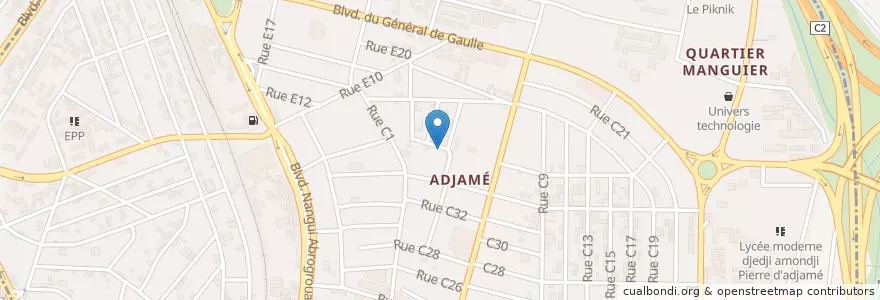 Mapa de ubicacion de Marché Cogesvi en 科特迪瓦, 阿比让, Adjamé.