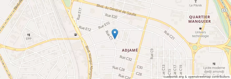 Mapa de ubicacion de Marché VDI en Fildişi Sahili, Abican, Adjamé.