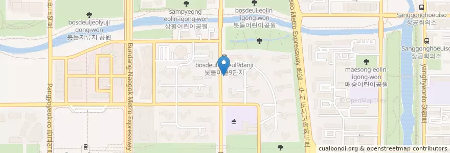 Mapa de ubicacion de 깐부치킨 en Südkorea, Gyeonggi-Do, 분당구.