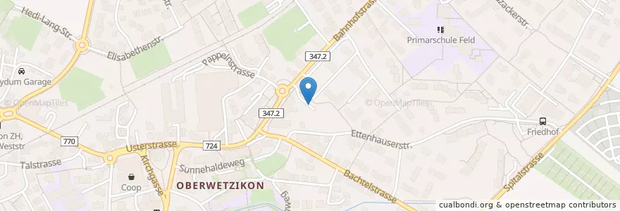 Mapa de ubicacion de Bachtelpraxis en Svizzera, Zurigo, Bezirk Hinwil, Wetzikon (Zh).