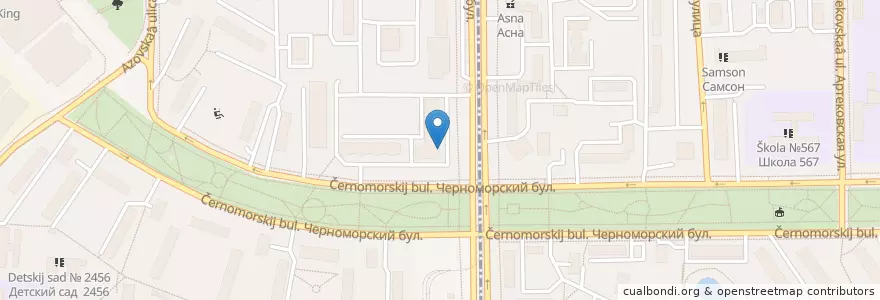 Mapa de ubicacion de Аполлония en Rússia, Distrito Federal Central, Москва, Юго-Западный Административный Округ, Район Зюзино.