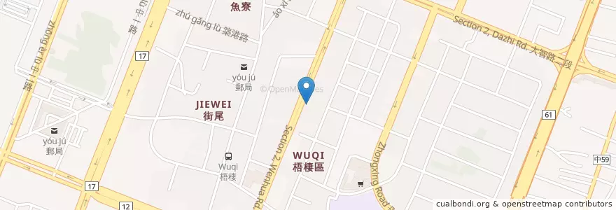 Mapa de ubicacion de 梧棲港早餐 en 台湾, 台中市, 梧棲区.