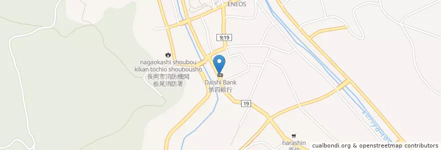 Mapa de ubicacion de 第四銀行 en Japan, 新潟県, 長岡市.