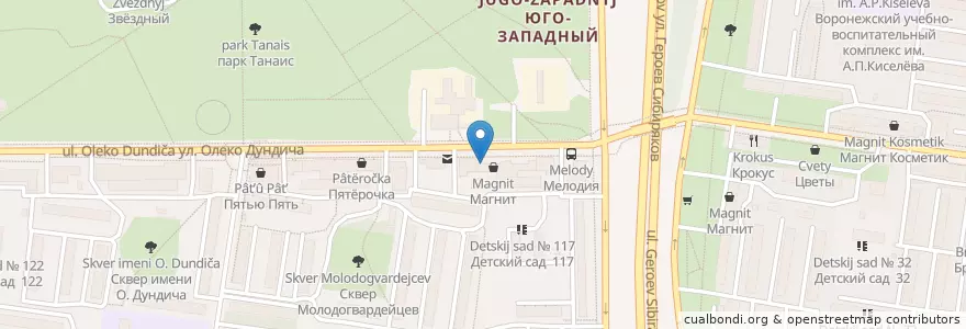 Mapa de ubicacion de Сушин сын en روسيا, Центральный Федеральный Округ, فارونيش أوبلاست, Городской Округ Воронеж.