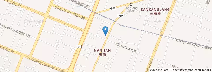 Mapa de ubicacion de 南昌藥局 en Taïwan, Taichung, 梧棲區.