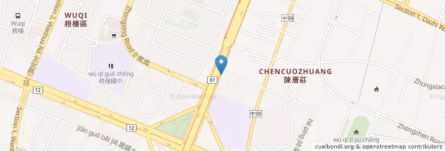 Mapa de ubicacion de 中國石油 中正站 en 臺灣, 臺中市, 梧棲區.