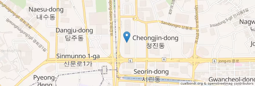 Mapa de ubicacion de 주한호주대사관 en Korea Selatan, 서울, 종로구, 종로1·2·3·4가동.