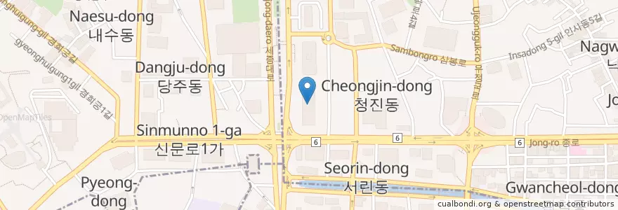 Mapa de ubicacion de 주한오스트리아대사관 en 대한민국, 서울, 종로구, 종로1·2·3·4가동.