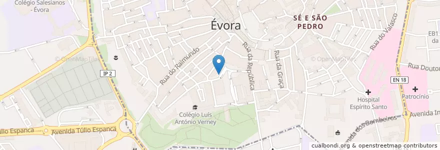 Mapa de ubicacion de EVR-00004 en Portugal, Alentejo, Alentejo Central, Évora, Évora, Évora.
