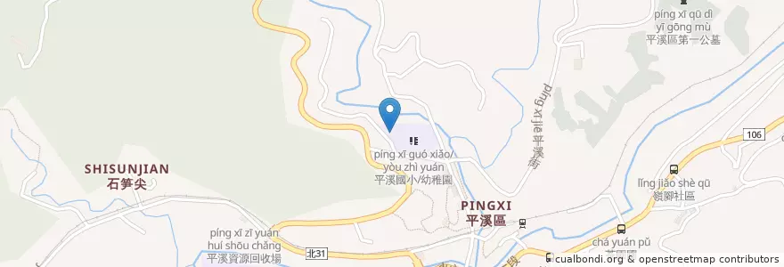 Mapa de ubicacion de 平溪國小附設幼兒園 en Тайвань, Новый Тайбэй, 平溪區.