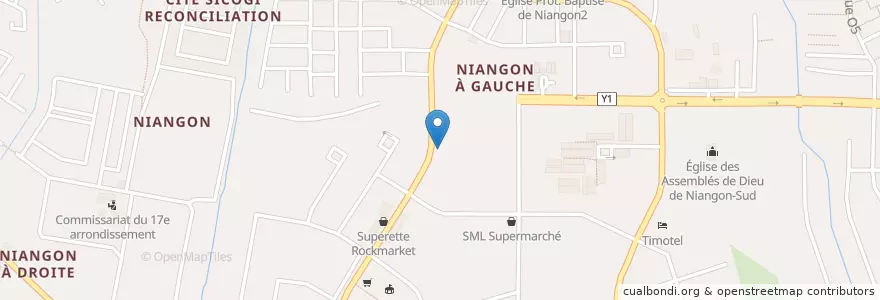 Mapa de ubicacion de Melody Bar Restaurant en Fildişi Sahili, Abican, Yopougon.
