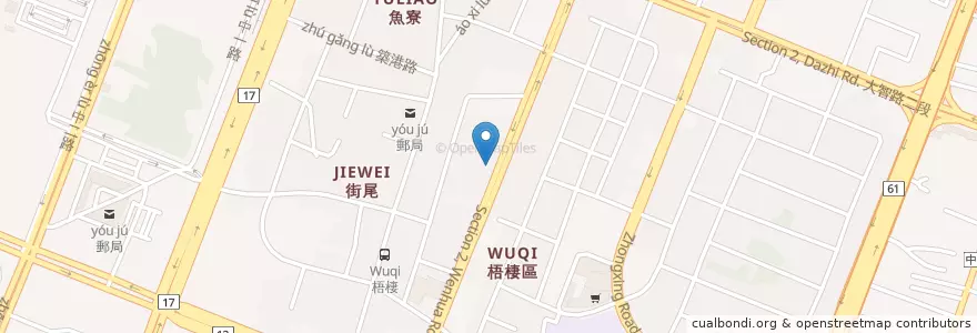 Mapa de ubicacion de 八方雲集 en Taiwan, Taichung, Wuqi District.