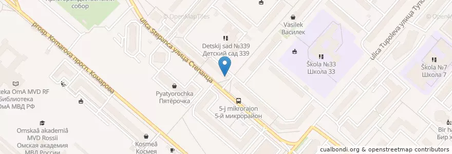 Mapa de ubicacion de Фармакопейка en Russia, Distretto Federale Siberiano, Омская Область, Омский Район, Городской Округ Омск.