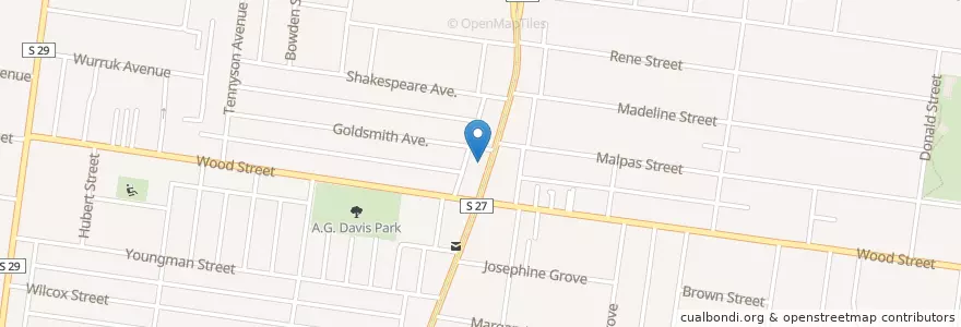 Mapa de ubicacion de Pizzaly en Австралия, Виктория, City Of Darebin.